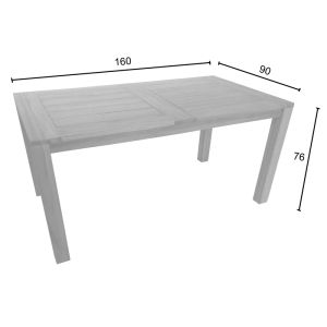 Pablo teak table in natural shade 160x90x76cm