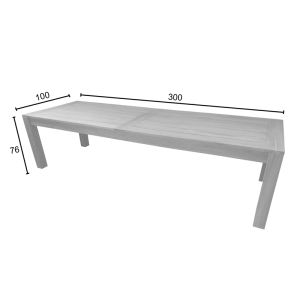 Pablo teak table in natural shade 300x100x76cm