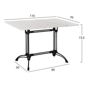 Table with 2 legs, cast iron base with marble 110x70 Hm5612