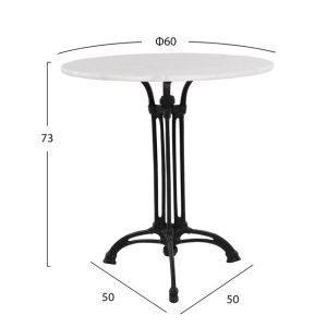 Table with 3 legs, iron base with marble, round 60x73cm Hm5609