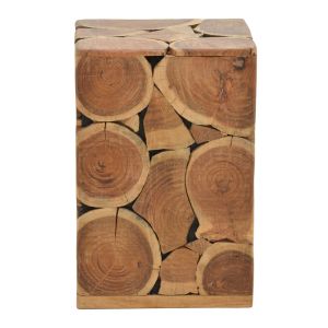 Jaret Naturally stool table made of solid acacia wood in walnut color 36x36x53cm