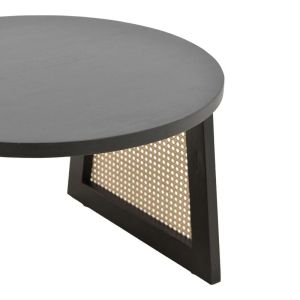 Tamarind mango wood-natural rattan table in black color 65x40cm
