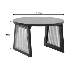 Tamarind mango wood-natural rattan table in black color 65x40cm