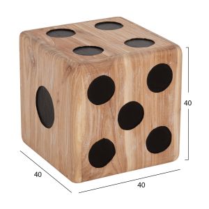 Маса-табуретка зарче Dice Hm7898 тиково дърво в естествен цвят 40x40x40cm