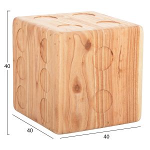 Маса-табуретка зарче Dice от тиково дърво в естествен цвят 40x40x40cm Hm7898,02