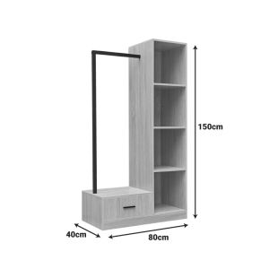 Мебел за антре Erdeco Mdf в естествен цвят 80x40x150см