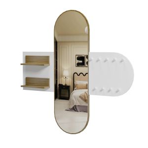 Hallway furniture with mirror Cheryl ημ9049.12 melamine White-sonama 125x40x120hcm.