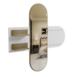 Hallway furniture with mirror Cheryl ημ9049.12 melamine White-sonama 125x40x120hcm.
