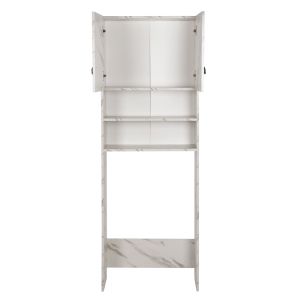 Мебел за пералня Terry Hm9122,12 с шкаф и рафтове меламин бял мрамор 64x29x181cm