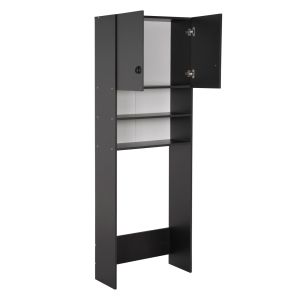 Terry washing machine cabinet, with cabinet and shelves, melamine gray 64x29x181cm (hm9122,13)
