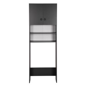 Terry washing machine cabinet, with cabinet and shelves, melamine gray 64x29x181cm (hm9122,13)