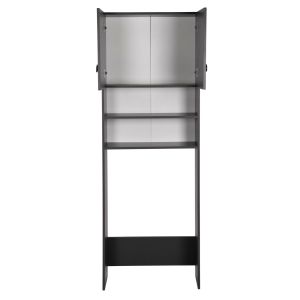 Terry washing machine cabinet, with cabinet and shelves, melamine gray 64x29x181cm (hm9122,13)