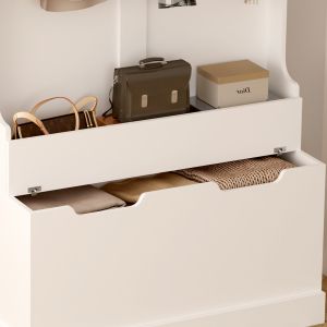 Мебели за анти Kaylor Hm2475,03 с кукички и място за Съхранение-mdf в бяло 93x34x180hcm