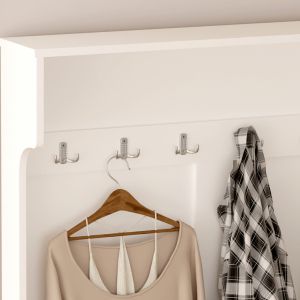 Мебели за анти Kaylor Hm2475,03 с кукички и място за Съхранение-mdf в бяло 93x34x180hcm