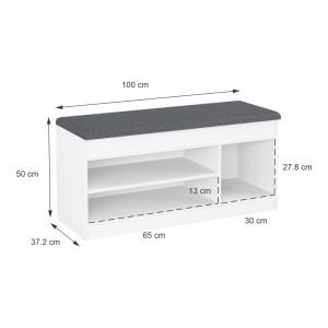 Hallway furniture - stool - oriental shoe rack in white shade 100x37.2x50cm