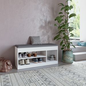 Hallway furniture - stool - oriental shoe rack in white shade 100x37.2x50cm