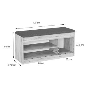 Hallway furniture - stool - oriental shoe rack in oak color 100x37.2x50cm