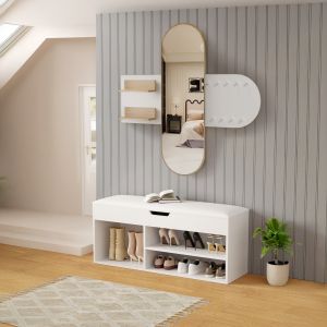 Мебели за антре 2 бр. Cheryl Hm21276.02 меламин в Бяло-sonama