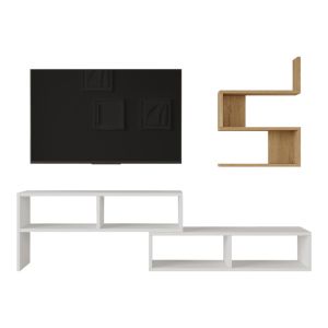 Мебели за антре Kakomo в бяло-натурален цвят 170x29.5x43см