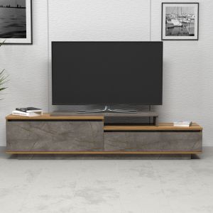 Мебели за тв Leis HM18186 меламин в цвят натурален и сив мрамор 180x35x42hcm
