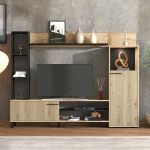 Мебели за хол ретимно дъб 208x33x158см