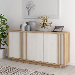 Меламинов бюфет Chesto в цвят бяло и дъб 169.2x42x87см