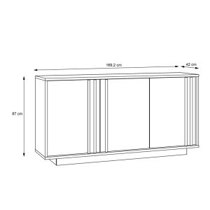 Меламинов бюфет Chesto в цвят бяло и дъб 169.2x42x87см