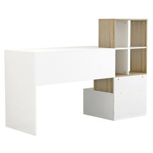 Melamine office with bookcase, white Sonama 149x48x105ycm Hm8993,02