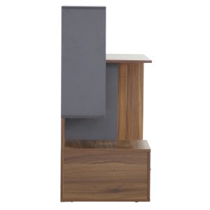 Меламинов офис с шкаф за книги, орехов сив 149x48x105ycm Hm8993,01