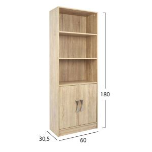Melamine bookcase, Sonama with metal handle 60x30x180cm Hm2027,03