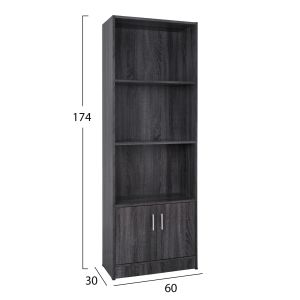 Melamine bookcase, gray color 60x30x174cm Hm2269,01