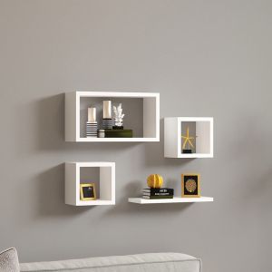 Melamine shelf Babine in white shade 84x15x44cm