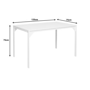 Melamine table Chan in white shade and white metal leg 120x75x75cm