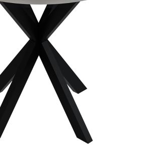 Melamine table Kalipso in white shade and black metal leg D70x75cm