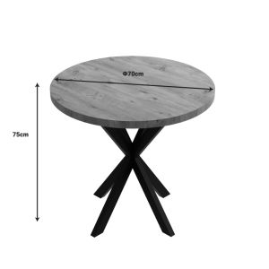 Melamine table Kalipso in natural shade and black metal leg D70x75cm