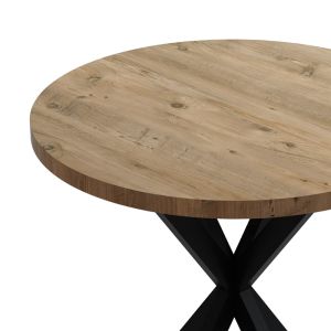 Melamine table Kalipso in natural shade and black metal leg D70x75cm