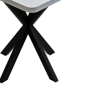 Prestone melamine table in white shade and black metal leg 70x70x75cm