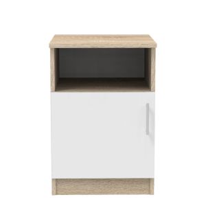 Melamine bedside table Galdi in Sonoma-white color 40x45x60cm
