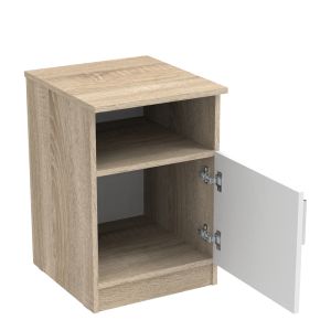 Melamine bedside table Galdi in Sonoma-white color 40x45x60cm