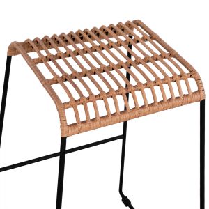 Метален бар стол Allegra Hm5641 ратан в бежов цвят 49x50x76cm