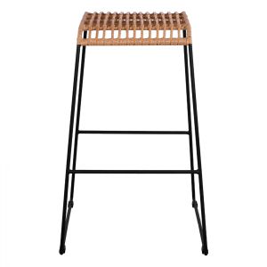 Метален бар стол Allegra Hm5641 ратан в бежов цвят 49x50x76cm
