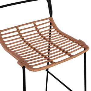 Метален бар стол Allegra Hm5642 ратан в бежов цвят 48x53x100cm