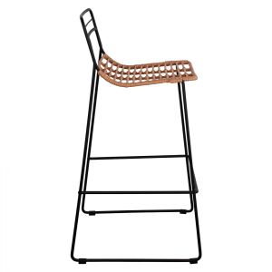 Метален бар стол Allegra Hm5642 ратан в бежов цвят 48x53x100cm