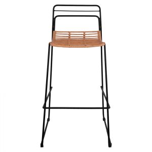 Метален бар стол Allegra Hm5642 ратан в бежов цвят 48x53x100cm