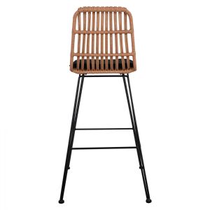 Метален бар стол с възглавница Allegra Hm5452 ратан в бежов цвят 56x60x109cm