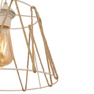 Metal white chandelier with beige rope Hm7566,03 D30x81hcm