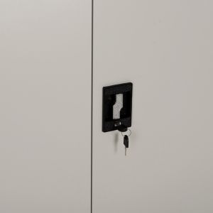 Metal wardrobe with legs, solid, HM11998, 2-door with partition - light gray, 90x40x190 cm.