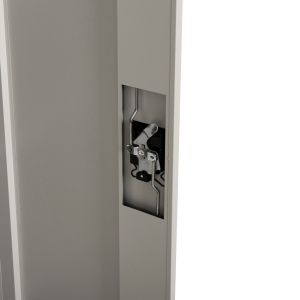 Metal wardrobe with legs, solid, HM11998, 2-door with partition - light gray, 90x40x190 cm.