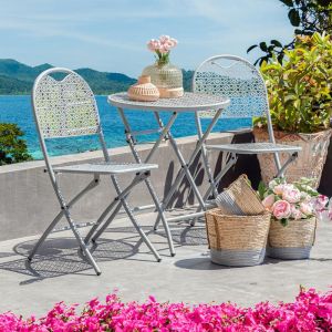 Metal garden table set with 2 chairs &amp;amp;quot;edgar&amp;amp;quot; gray color 60x60x72cm