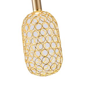 Metal chandelier Led 6.3w 648lm 3000k Φ130x1588mm golden, perforated